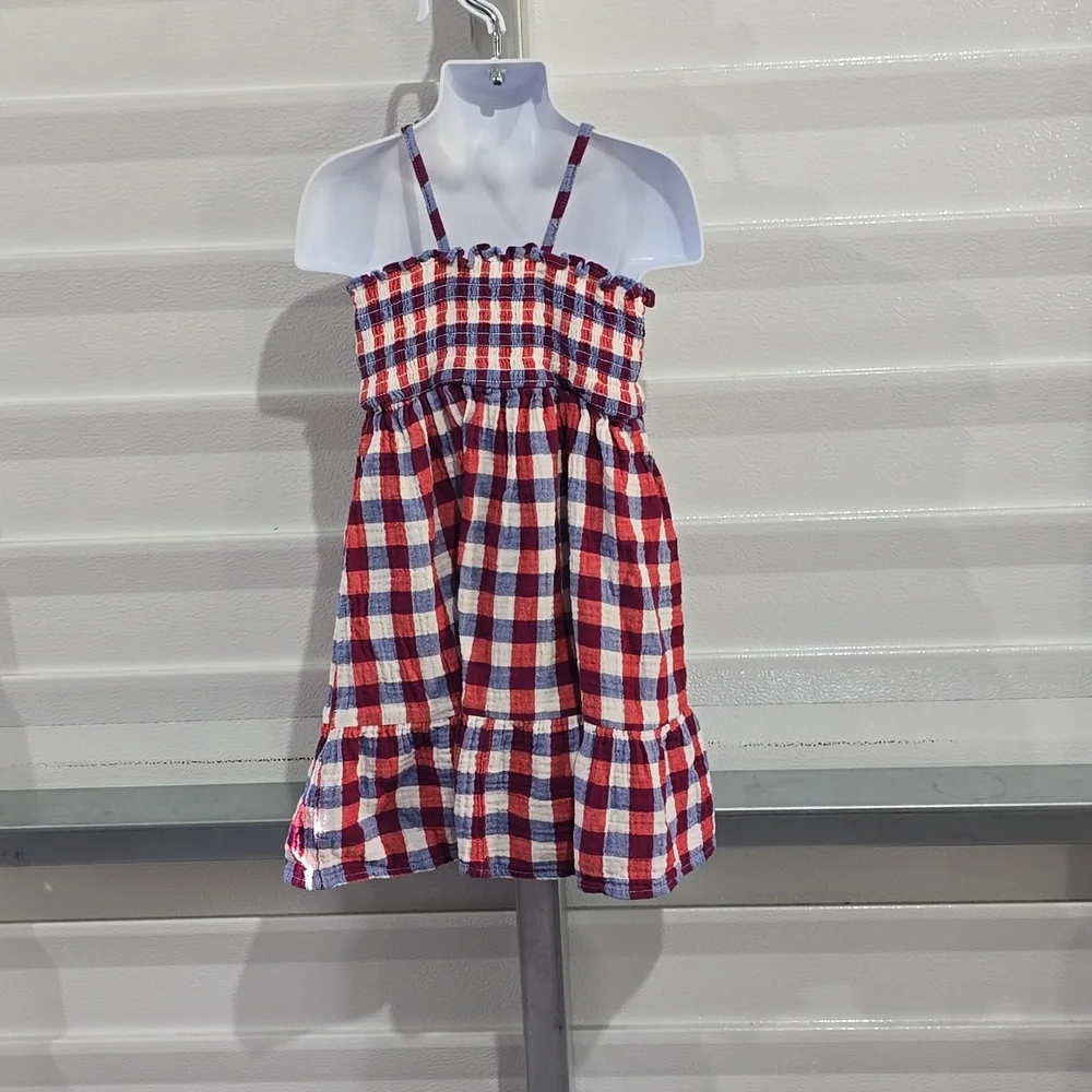 Cat & Jack red white and blue‎ plaid dress size 5T